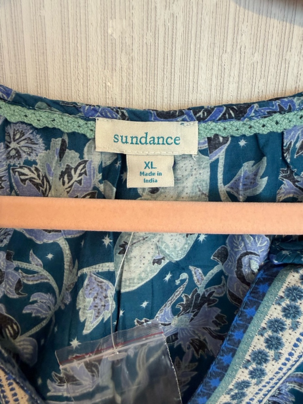 Sundance Teal Floral Peasant Blouse - Picture 3 of 6